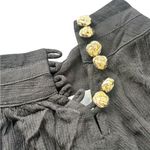 Ba&sh  Neil Embellished Gold Button Long Sleeve Black Blouse Large Mock Neck Photo 4