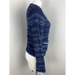 Chico's  Blue Tweed Stripe Cotton Ramie Blend Cardigan Medium Preppy Old Money Photo 1