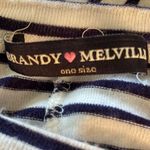Brandy Melville  blue & white striped lightweight long sleeve V neck top Photo 5