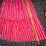 J.Crew  x SZ Blockprints NWT Size S Vibrant Pink Orange Gingham Tiered Midi Dress Photo 8