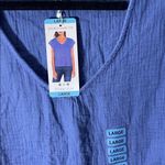 Three Dots  Texture Blue V-Neck Blouse double gauze top NWT large $138 100 cotton Photo 2