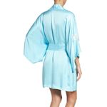 NWT $350 New Designer Natori Orchid Flower Embroidered Womens Wrap Robe S Blue Photo 9