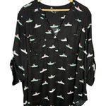 Torrid  French Bulldog Driving Car Print  Roll Tab Sleeve Blouse Women Size 3X Photo 0