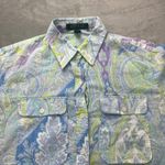 Ralph Lauren Lauren  Petite Paisley Print Button Down Shirt Women's Size PS Photo 2