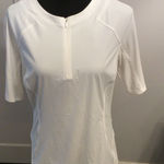 Athleta  Large L Short Sleeve 1/4 zip White Shirt Pacifica II Tee Photo 0