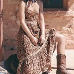 Boutique Saphari Tan/Black Leopard Print Boho Tie Waist Maxi Dress Photo 0