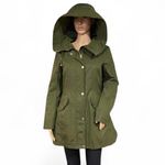 Guess Olive Green Hooded Utility Coat Size S Lace-Up Sides Lightweight Outerwear Photo 2