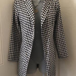 Preppy Academia Steampunk Goth Classy Black white houndstooth blazer jacket coat classic. Measurements in pics. No buttons Photo 0