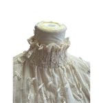 Anthropologie Moon River Ruffles Frill Sheer Lace Top Mock Neck Smocked Cuff Photo 2