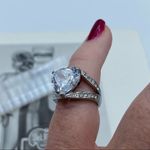 TK316 Stainless Steel Cubic Zirconia Heart Ring Size 5 Silver Photo 7
