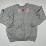 Tultex RARE Vintage Gray Crew Neck Pink Ruffle Teddy Bear Heart Applique Large Photo 0