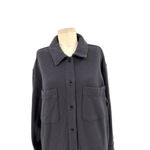 Athleta  Retroplush Shirt Jacket in Black Shacket Size Large‎ Photo 4
