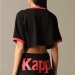 Kappa Authentic Sand Caraff Black Red Cropped Crewneck Graphic Logo T-Shirt NWT Photo 1