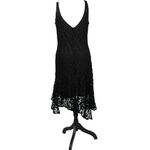 White House | Black Market Rare Y2K Gothic Flapper Lace Dress Black Asymmetrical Hem WHBM Size L Romantic Photo 5