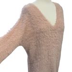 Ruby Moon Pink Soft Fuzzy V-Neck Long V-Neck Oversized Open Back Sweater Size XS Photo 6