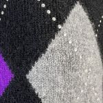 Peck & Peck  Size M Sweater Pure Cashmere 2-Ply Argyle Black Scoop Neck Women's Photo 3