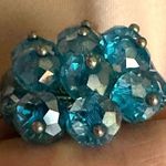 Blue sparkly beaded silver tone adjustable ring Photo 11