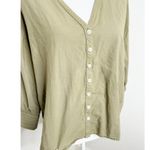Esby Apparel Lauren 100% Cotton Green Button Down Balloon Sleeve Flowy Top Small Photo 6