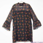 Eloquii floral print shift dress ruffle neck flare long sleeve, 14 Photo 4