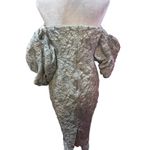 Stunning Off Shoulder Lace Midi Dress Puff Sleeve Formal Evening Gown Gray Size XL Photo 4