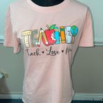 Teacher Graphic Print Light Pink Short Sleeve Tee Photo 0