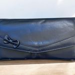 Vintage Sassy Navy Blue Small Purse Clutch Handbag Envelope W/ Bow 70's 80's Photo 0