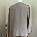 Via Seta Studio Taupe Light 1 Button Jacket 100% Silk Satin Long Sleeves Sz M Size M Photo 5
