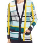 1901 Small  Abstract Plaid Button Front Cardigan Sweater Photo 5