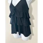 Seed Heritage XS Black Ruffle Tiered Cami Top V Neck Adjustable‎ Straps Photo 1