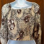 Tempo Paris Vintage Smocked Long Sleeve Animal Print Top S Peasant Fairy Y2K Photo 3