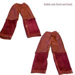 VINTAGE 1980'S REDDISH BROWN LEATHER STRAIGHT LEG PLEATED TROUSERS (XS) Red Photo 10