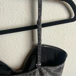 Betsey Johnson  Size Small One Piece Swimsuit Metallic Grey Front Knot Sparkles Photo 3