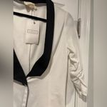 Ninexis White Black Lapel Lightweight Button Ruched 3/4 Sleeve Blazer Size M Size M Photo 5