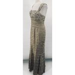 Vintage Y2k Floral Lace Tiered Formal Gown Square Neck Pleated Beige 6/8 Tan Photo 5