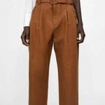 ZARA Size XS Trouser Pants High Waist Darted Pleated Linen Blend Crop NO BELT Photo 1