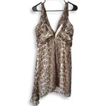 Wheels & Dollbaby 100% Silk Leopard Animal Print Flowy Mini Dress Tan Size M Photo 1