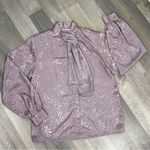 Vintage Alexandria Satin Jacquard Blouse Dusty Mauve 10 Bow Neck Pussybow Purple Photo 10