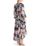 Eliza J  Floral Long Sleeve High-Low Faux Wrap Dress Women's 8 Blue Floral NWT Photo 1