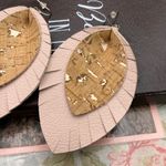 Handmade Oversized Pink Leather Feather Layered Bohemian Dangle Earrings Photo 7