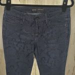 ZARA Dark Wash Blue Denim Floral Velvet Textured Skinny jeans Women's Size 8 Photo 1