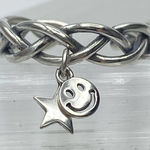Star and Smile Face Dangle Sterling Silver Retro Ring Adjustable Photo 0