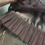 Unif Vintage Y2K 2000s silk brown fairy core coquette midi embroidered mesh skirt 2 Photo 3