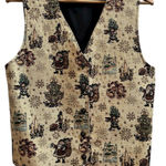 Vintage Bobbie Brooks Flaw Gold Metallic Tapestry Christmas Holiday Vest XL Photo 0