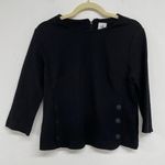 CAbi  Black 3/4 Sleeve Semi Cropped Blouse Womens M Preppy Whimsigoth Shirt Photo 0