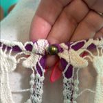 Entro  Asymmetrical Cream and Purple Embellished Blouse Photo 8