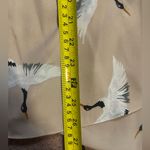 ZARA  Basic Collection Size M Bird Print Shirt Blouse Top Petal Back Hi-Lo Photo 5