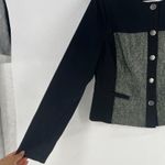 CAbi Blazer Textured Tweed Blazer Jacket Womens Large Black Cotton Snap Button Photo 3