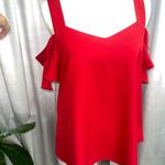 Alya  Women’s Top Red Cold Shoulder Short Sleeve Size Medium Photo 5