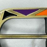 Gold Tone Enamel Orange Purple Black Inlay Simple Basic Belt Buckle Photo 4