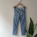 Hudson Jeans Hudson High Rise Zoeey Straight Crop Jeans raw hem distressed knees zip pockets Photo 1